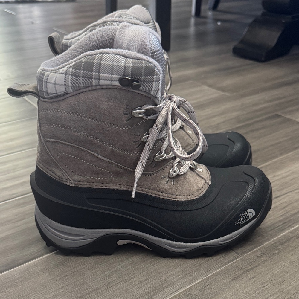 The North Face Gray and Black Snow Boots